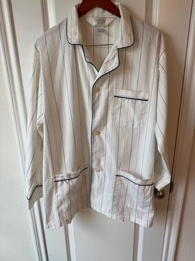 ✨Vintage Christian Dior✨ Pajama Top with Navy Pinstripes